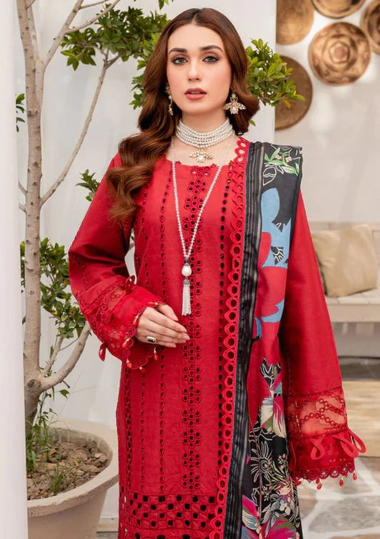 EMBROIDERED 3PC LAWN EMBROIDERED DRESS WITH CHIFFON EMBROIDERED DUPATTA IR-303