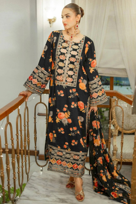 Aneela's Shamooz Silk 3 Piece Digital Print - MG