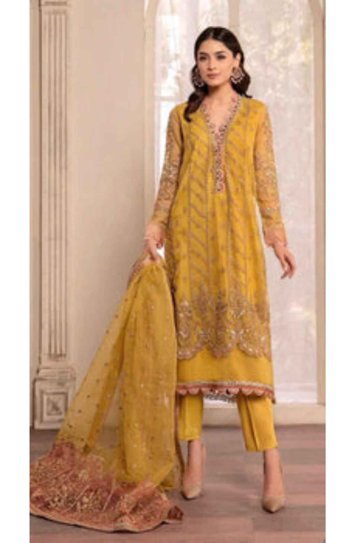 EMBROIDERED 3PC LAWN EMBROIDERED DRESS WITH CHIFFON EMBROIDERED DUPATTA IR-211