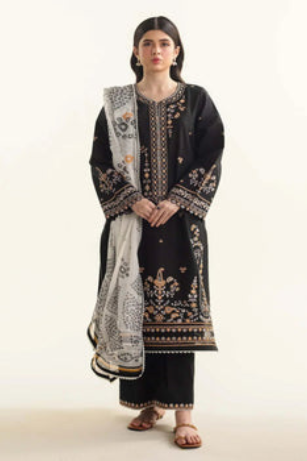 EMBROIDERED 3PC LAWN DRESS WITH CHIFFON EMBROIDERED DUPATTA IR-NEW 9