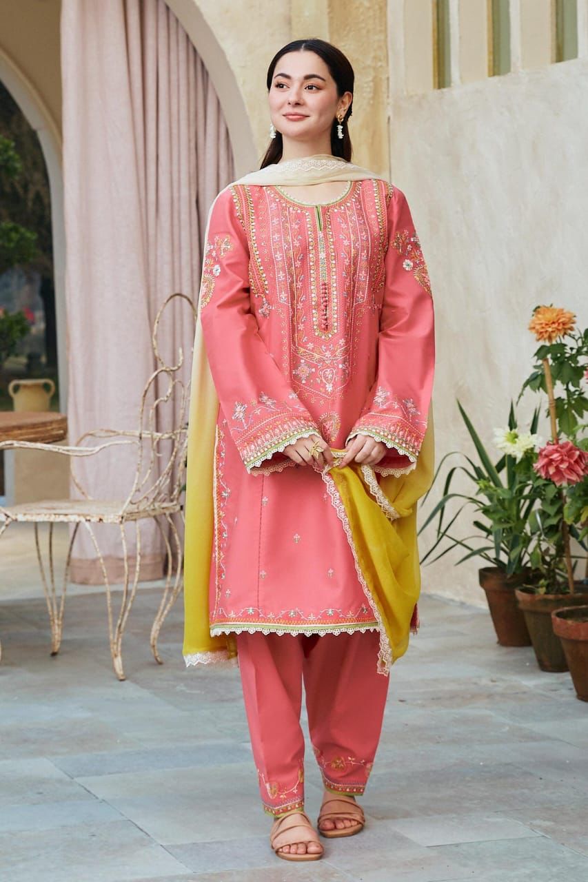 EMBROIDERED 3PC LAWN EMBROIDERED DRESS WITH CHIFFON EMBROIDERED DUPATTA IR-105