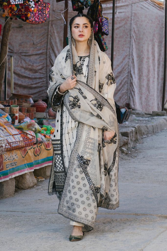 EMBROIDERED 3PC LAWN EMBROIDERED DRESS WITH CHIFFON EMBROIDERED DUPATTA IR-20