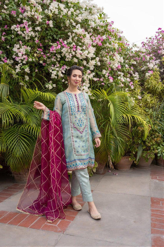 EMBROIDERED 3PC LAWN EMBROIDERED DRESS WITH CHIFFON EMBROIDERED DUPATTA IR-411