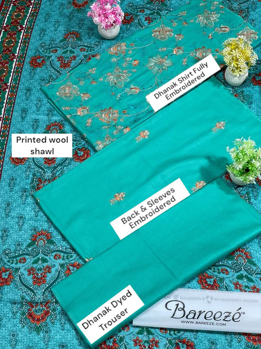 BAREEZE DHANAK WOOL SHAWL 3PC