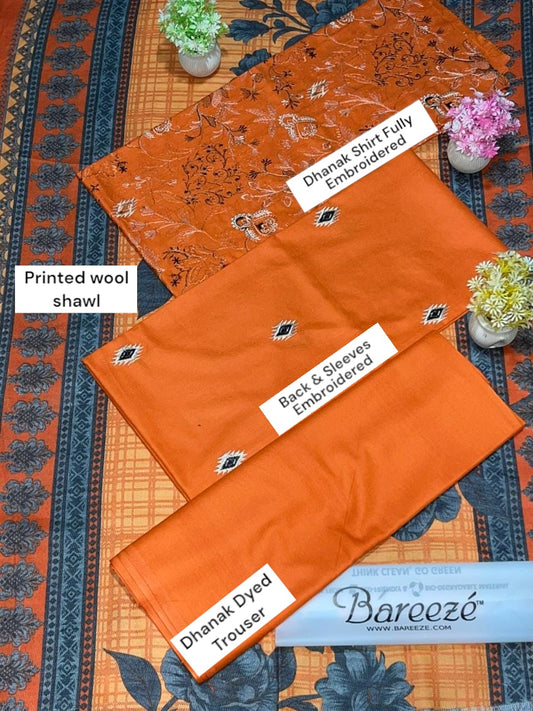 BAREEZE DHANAK WOOL SHAWL 3PC