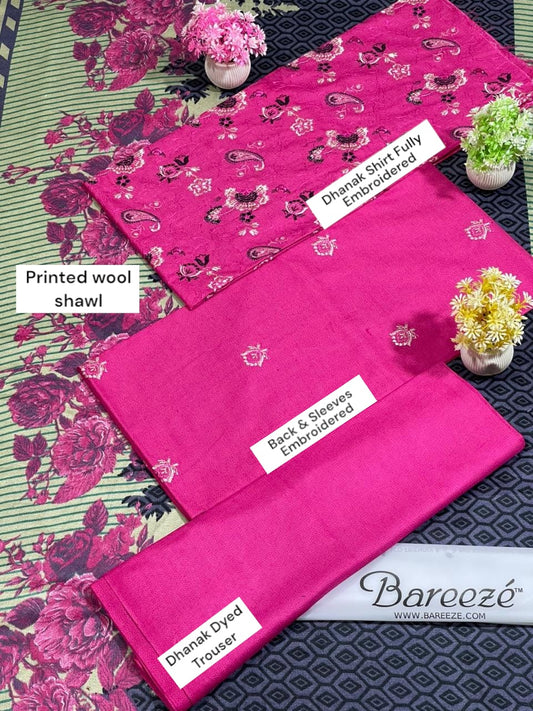 BAREEZE DHANAK WOOL SHAWL 3PC