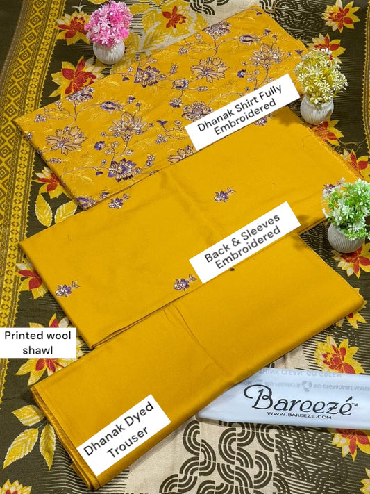 BAREEZE DHANAK WOOL SHAWL 3PC