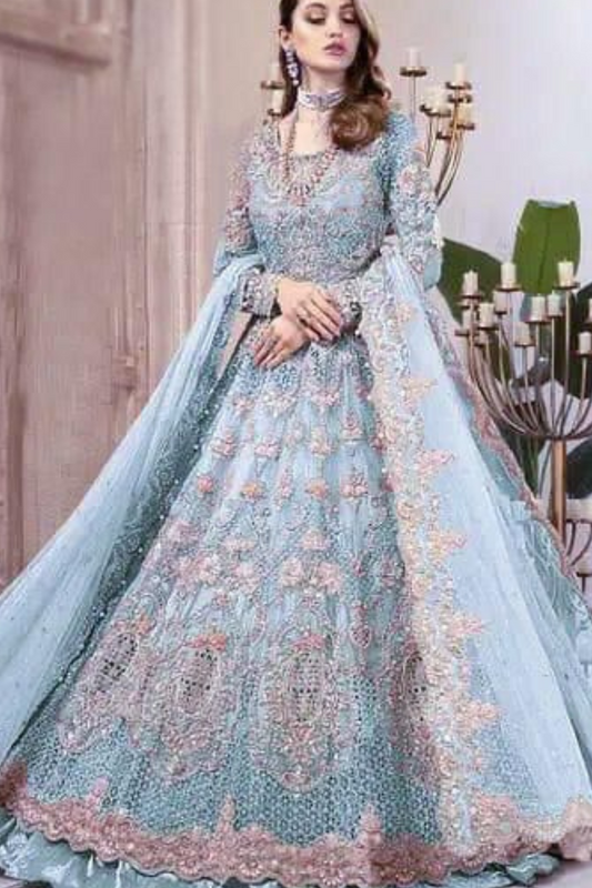 EMBROIDERED 3PC SILK  DRESS WITH CHIFFON EMBROIDERED DUPATTA  IR5009