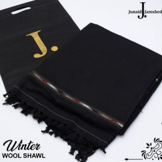 J. GENTS WOOL SHAWL JET BLACK J.005