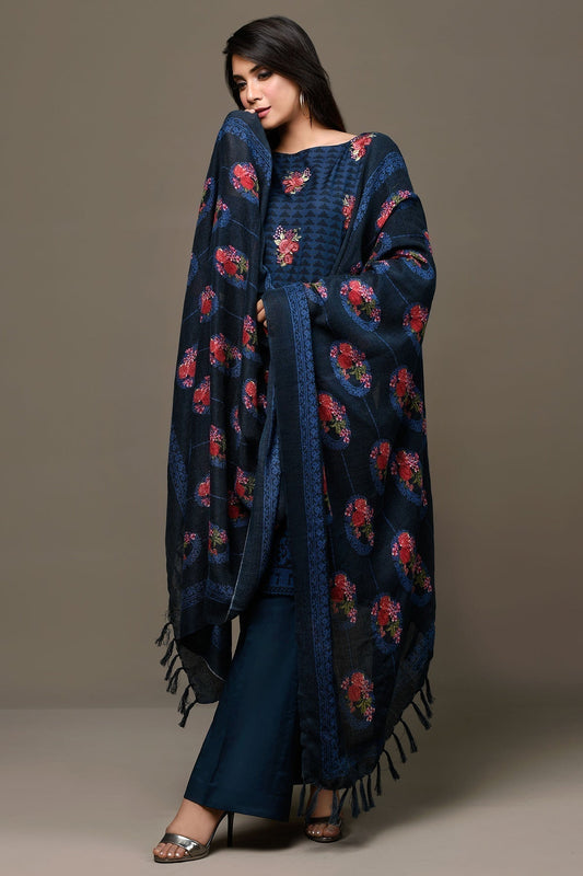 EMBROIDERED 3PC LAWN EMBROIDERED DRESS WITH CHIFFON EMBROIDERED DUPATTA  IR-406